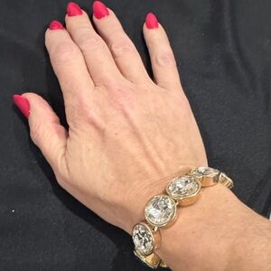 Elegant Gold Tone and Rhinestones Bracelet